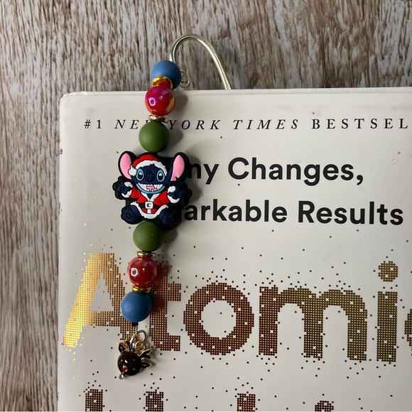 Bookmark Stitch Reindeer Handcrafted Artisan Beaded Metal Journal Gift Read Book - Picture 3 of 3